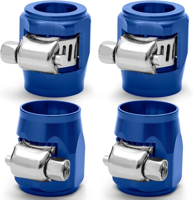 Abraçadeira finalizadora para mangueira flexível AN6 Rierdge azul – Kit com 4 unidades