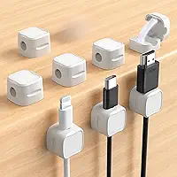 Organizador de Fios e Cabos com Imã Organizador de Mesa Organizador Escritorio Organizador Fios Mesa Gamer Organizador de Cabos e Fios Mesa Organizador Cabos Com Praticidade Kit Com 8 (Branco)
