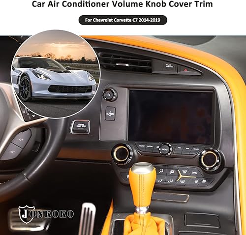 Miniatura 18 de Aleación de aluminio para Chevrolet Corvette C7 2014-2019 coche aire acondicionado volumen perilla cubierta Trim coche accesorios (plata)