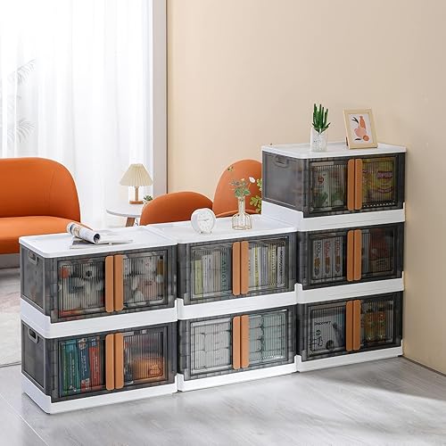 Miniatura 2 de Contenedores de almacenamiento blancos con tapas, contenedores de almacenamiento plegables, almacenamiento apilable de 8.4 galones, contenedor