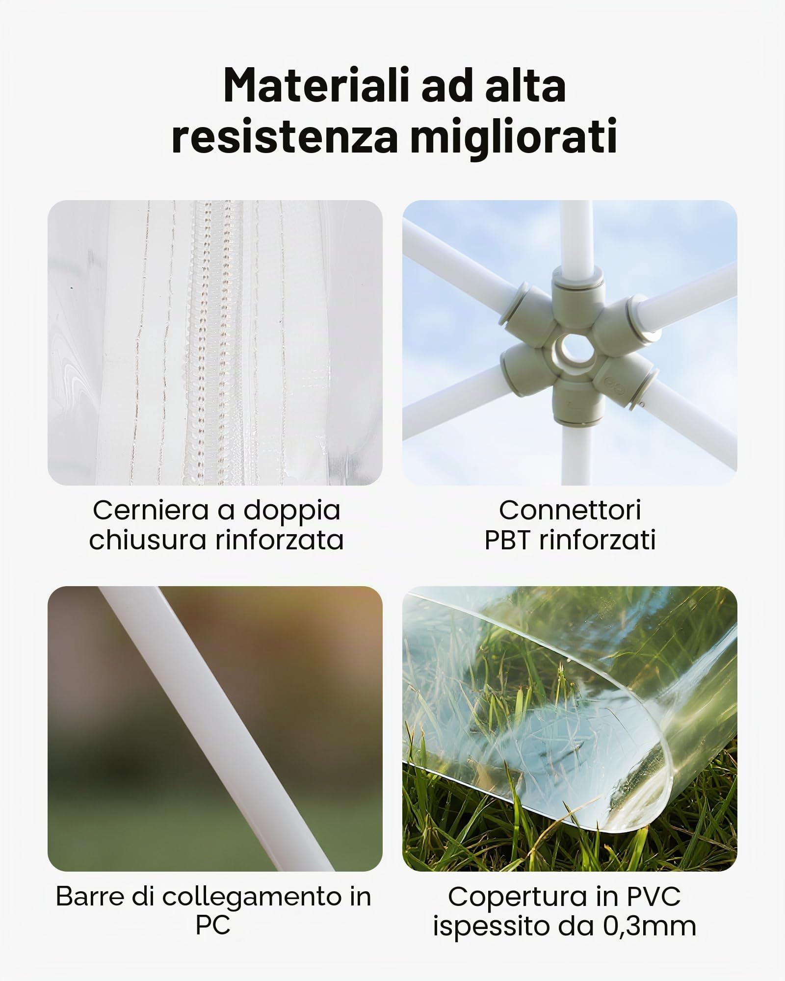 VEVOR Tenda a Cupola Igloo da Giardino Trasparente 2,9 x 1,7 m, Tenda Igloo da Giardino Trasparente per ca. 2-4 Persone con Finestre, per Esterni, Campeggio, Cortile, Feste, Eventi all'Aperto