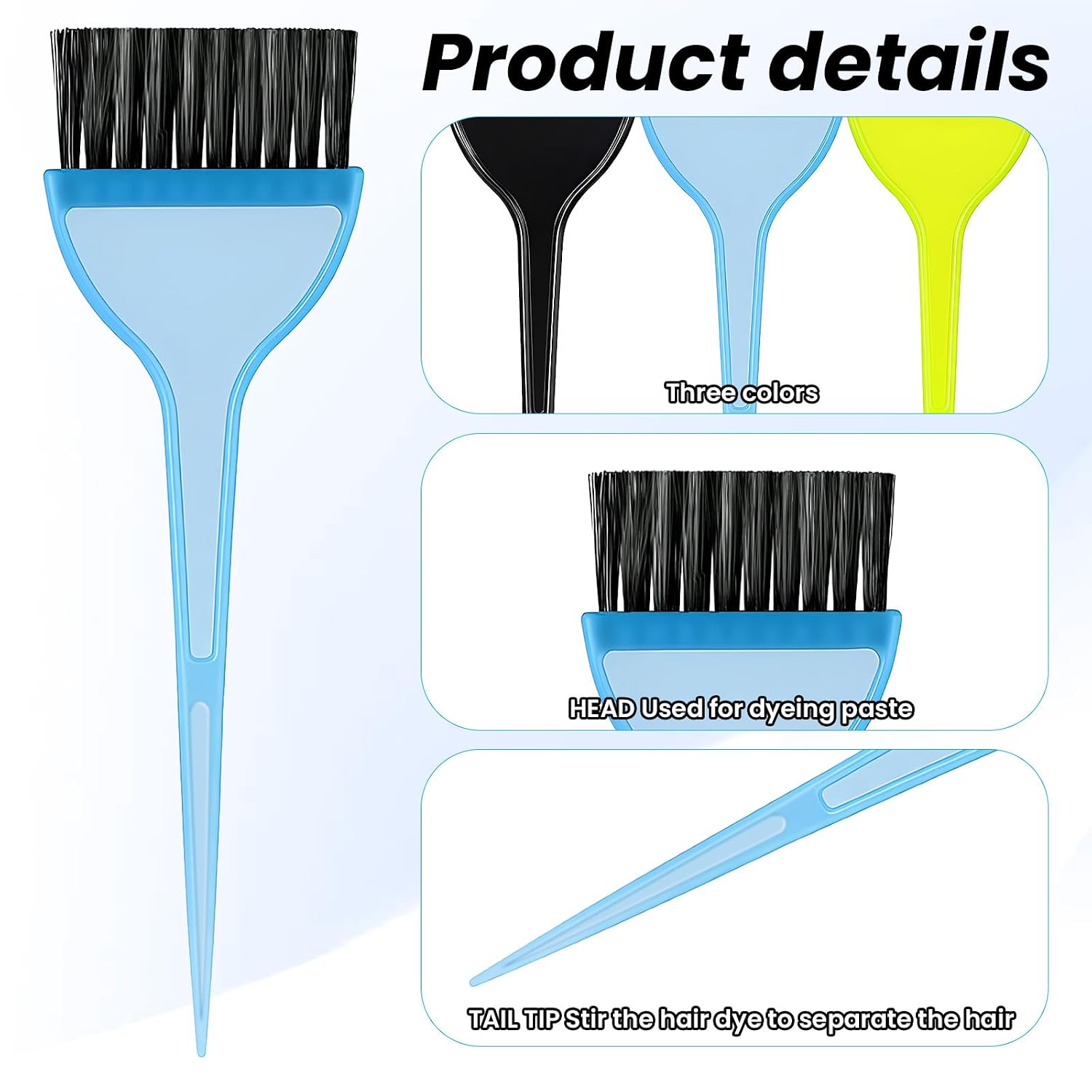 Hair Coloring Dye Brush, 3 Pcs Hair Color Brushes Professional Wide Color Applicator Brushes Reusable Tinting Comb Tool Kit for Women Men Salon Use Home DIY Dyeing (3 Colors)