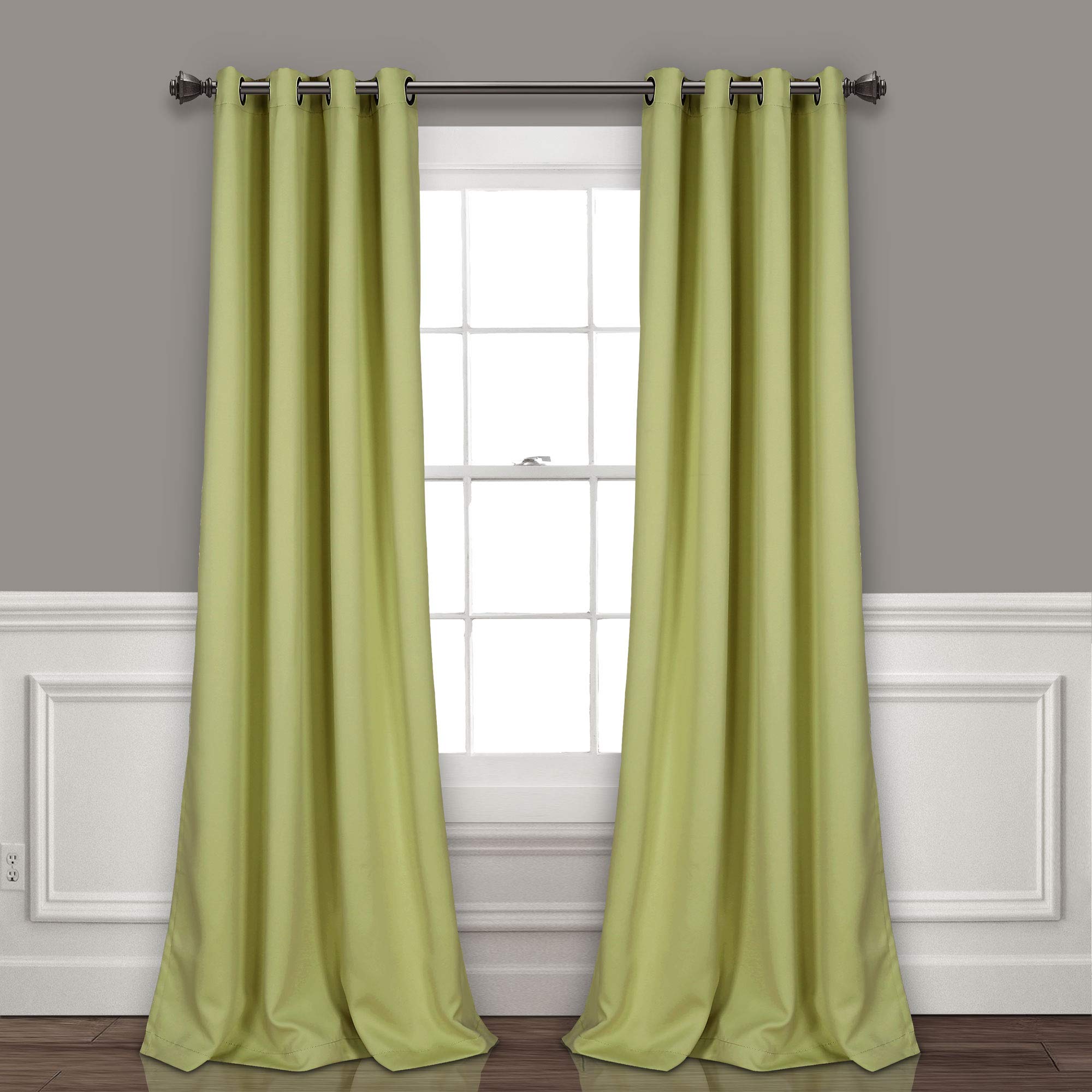 Lush Decor Insulated Grommet Blackout Window Curtain Panels, Pair, 52" W x 84" L, Sage, Classic Modern Design