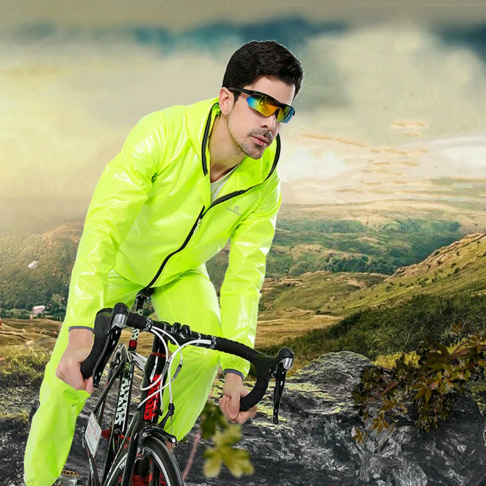 Ponczo wodoodporny zestaw kurtek rowerowych dla dorosłych, wielokrotnego użytku, pakowany płaszcz przeciwdeszczowy Mac, wiatrówka do MTB, rower szosowy i aktywności na świeżym powietrzu