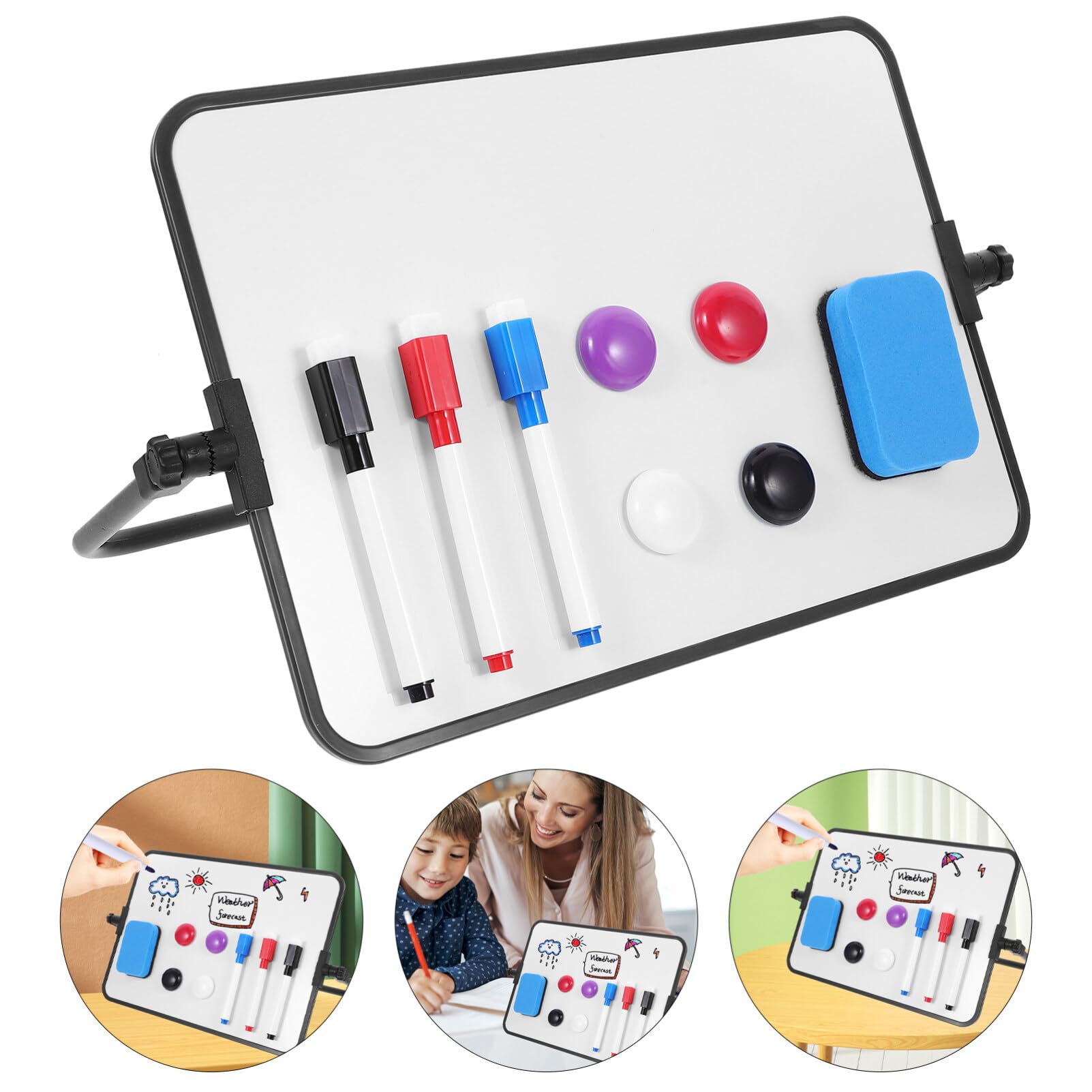 MAGICLULU Lavagna Bianca Cancellabile Secco Lavagna da Tavolo Supporto per Appunti per Disegno da Scrivania Pratica Colore Casuale
