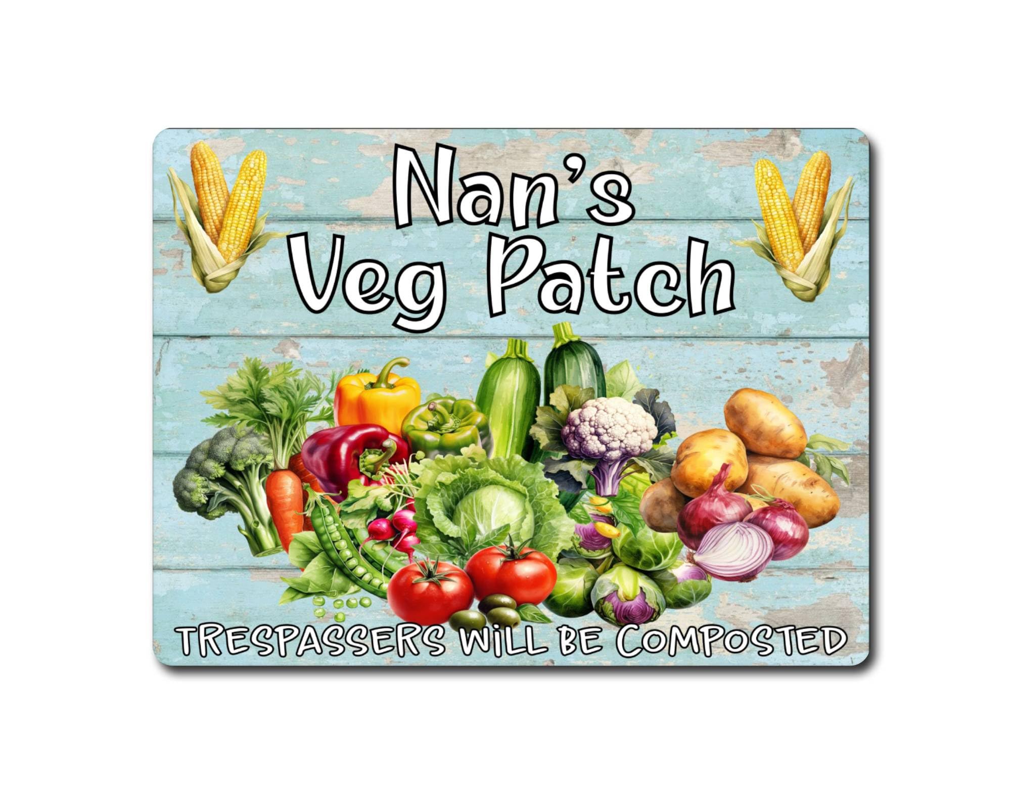 Decalarama Allotment Metal Sign Gift – Nan's Veg Patch – Trespassers - Family Fun Home Gardening Novelty Aluminium Present