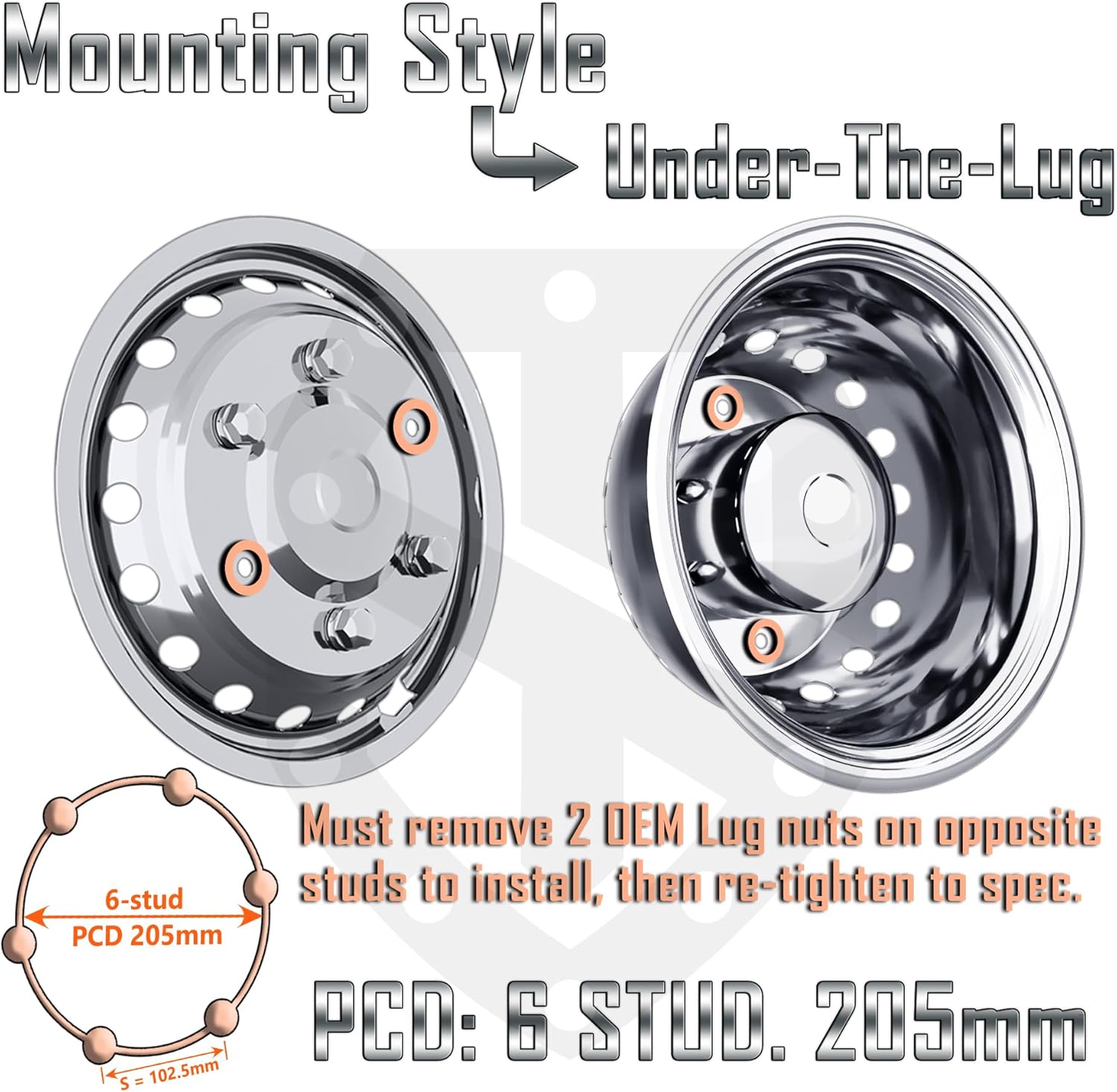 70016-18A 16" Dually Wheel Simulators for 2012-2019 Mercedes Benz/Dodge Sprinter Model Vans