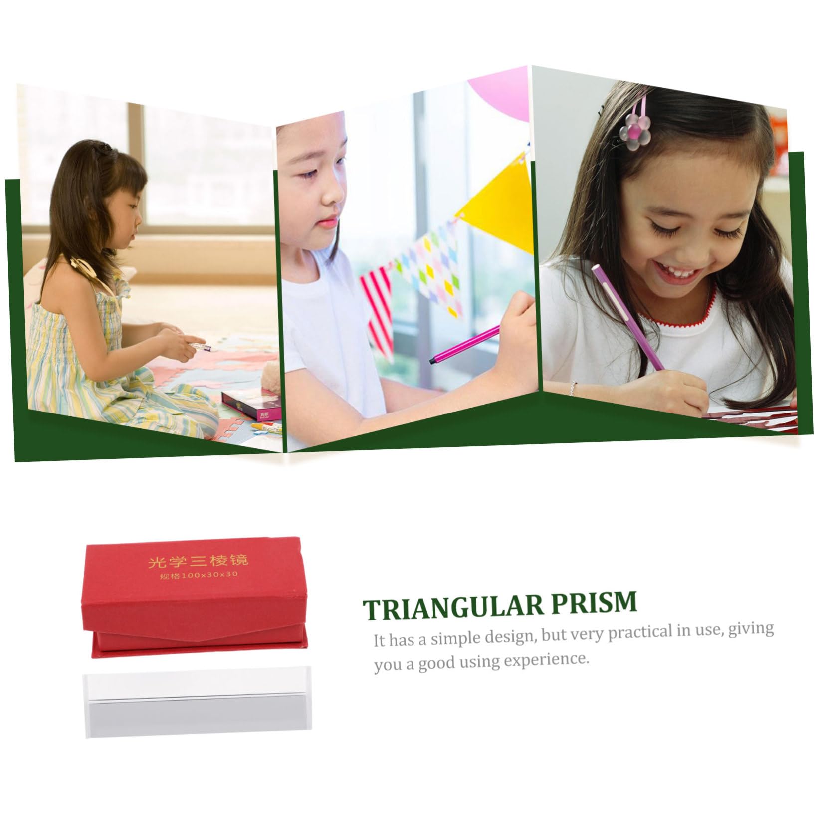 JEWEDECO Optical Prism Set for Boys and Girls Large Prisms Glass Refractive Index Measurement Teaching Tool