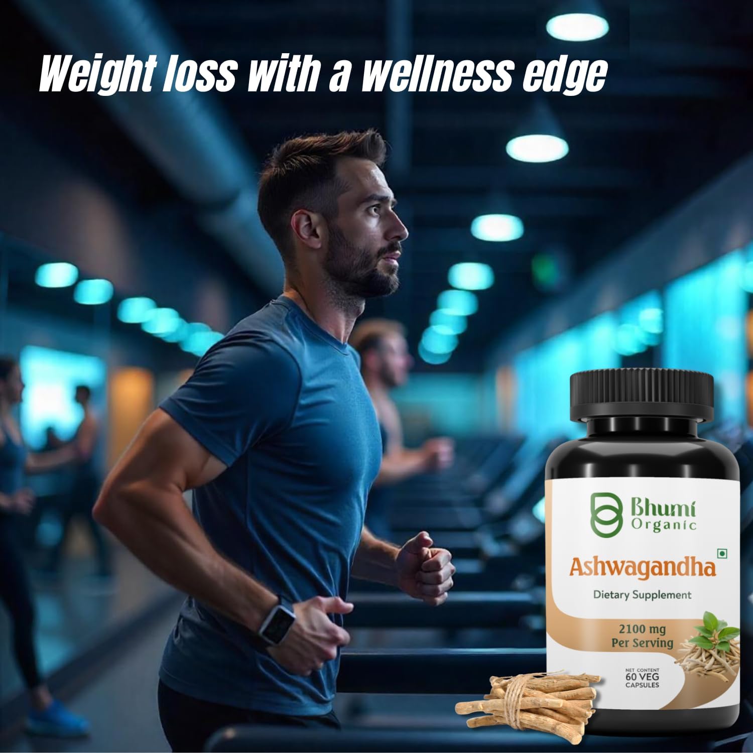 Organic Ashwagandha 2,100 mg - 60 Veggie Capsules Pure Organic Ashwagandha Powder and Root Extract - Stress Relief, Mood Enhancer - Image 3