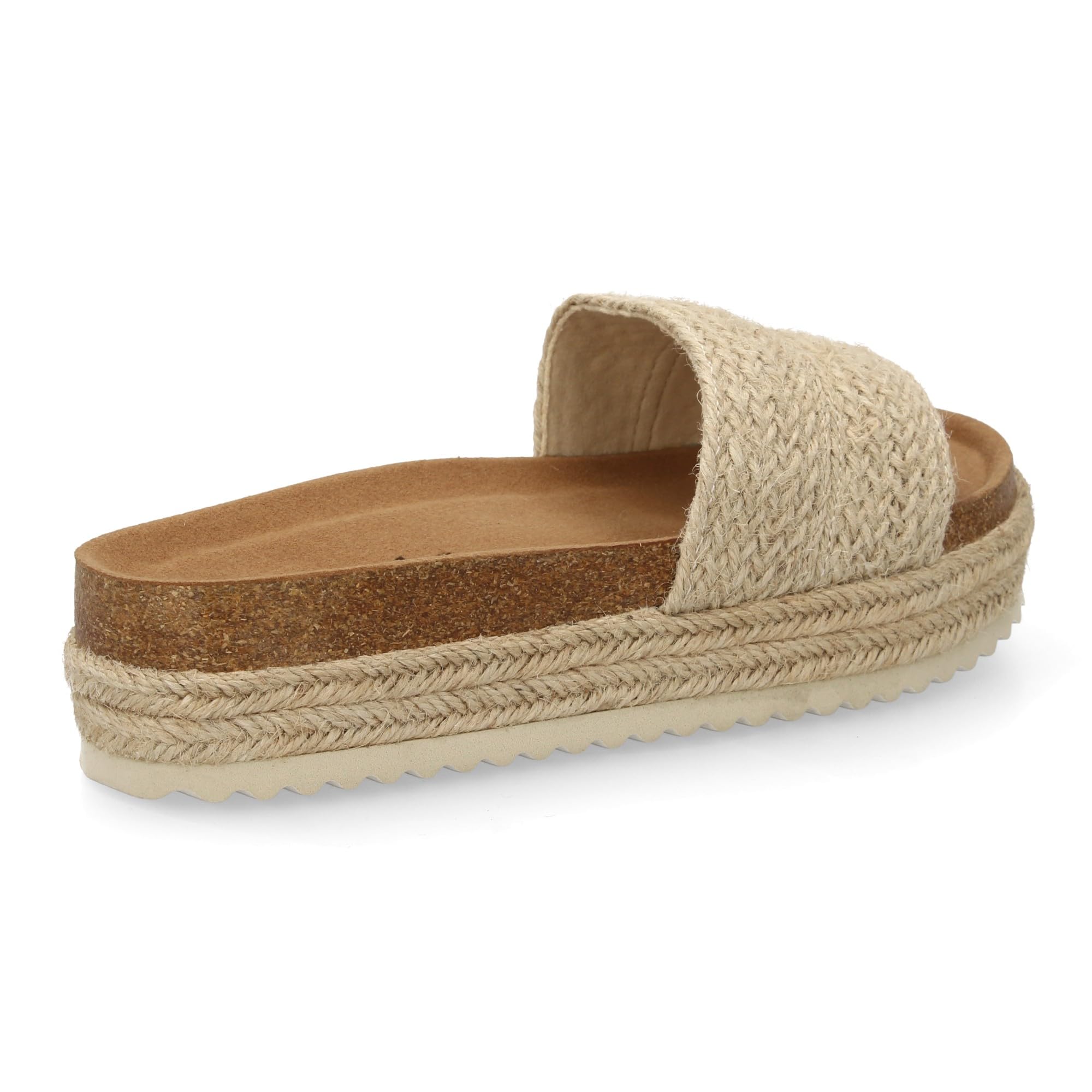 shoes&blues.es Sandalia Plana para Mujer con Plataforma Comoda y Ligera. Suela de Esparto. Pala de Esparto Trenzado. Color Natural. Ideal para Verano.