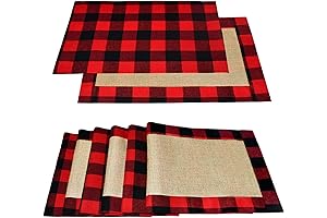 Senneny Set of 6 Red Plaid Placemats