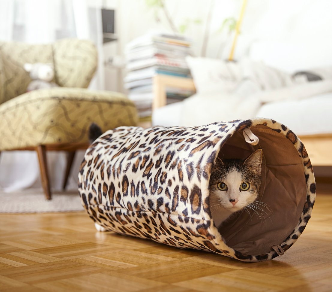 Dehner Leo Túnel para Gatos, diámetro de 25 cm, Longitud de 50 cm, poliéster/Metal, Color marrón