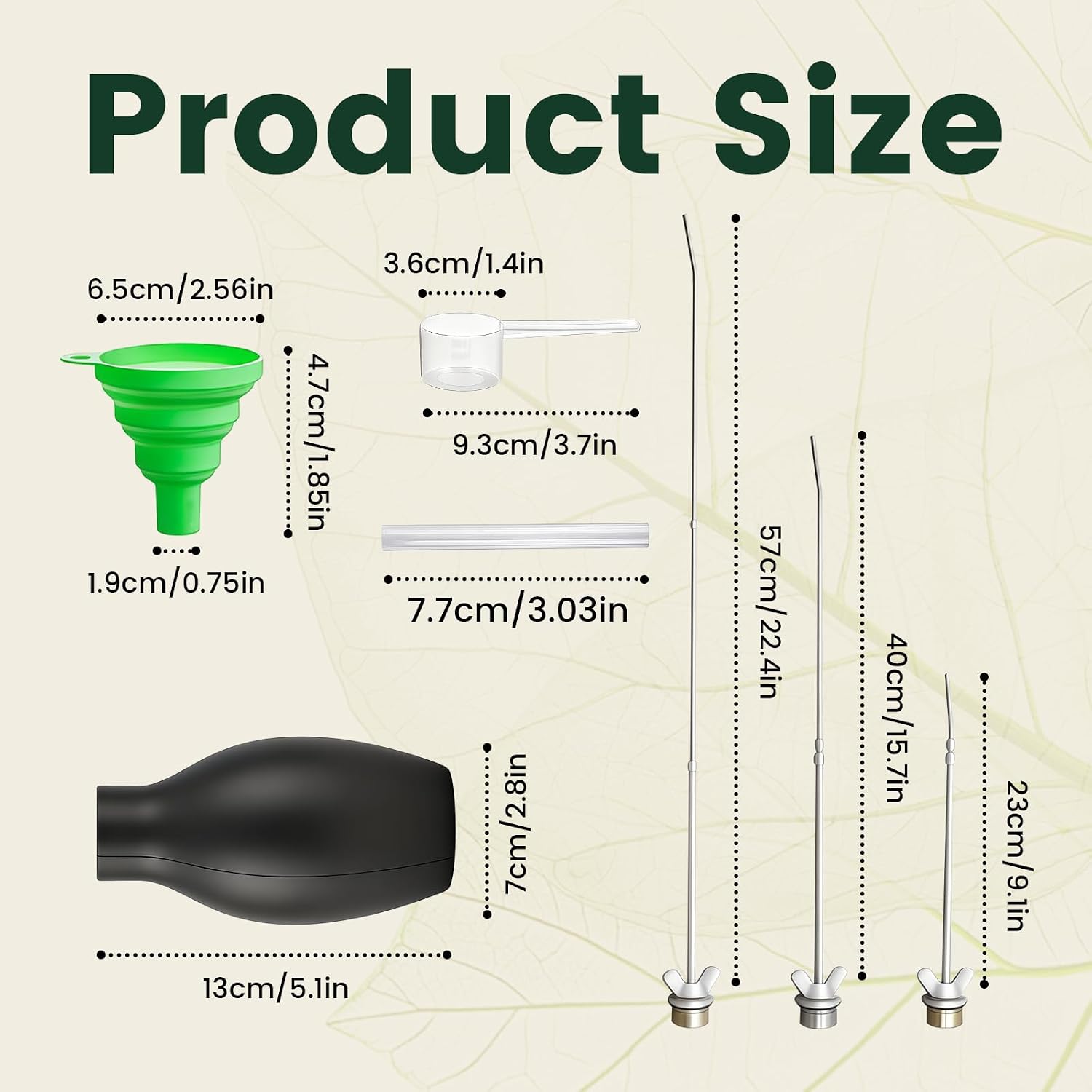 Diatomaceous Earth Powder Duster, Long Reach Bulb Duster with Telescopic Stainless Steel Nozzle (23/40/57 cm), Wall Void Duster for Deep Crevices, Indoor & Outdoor Dry Powder Application Tool