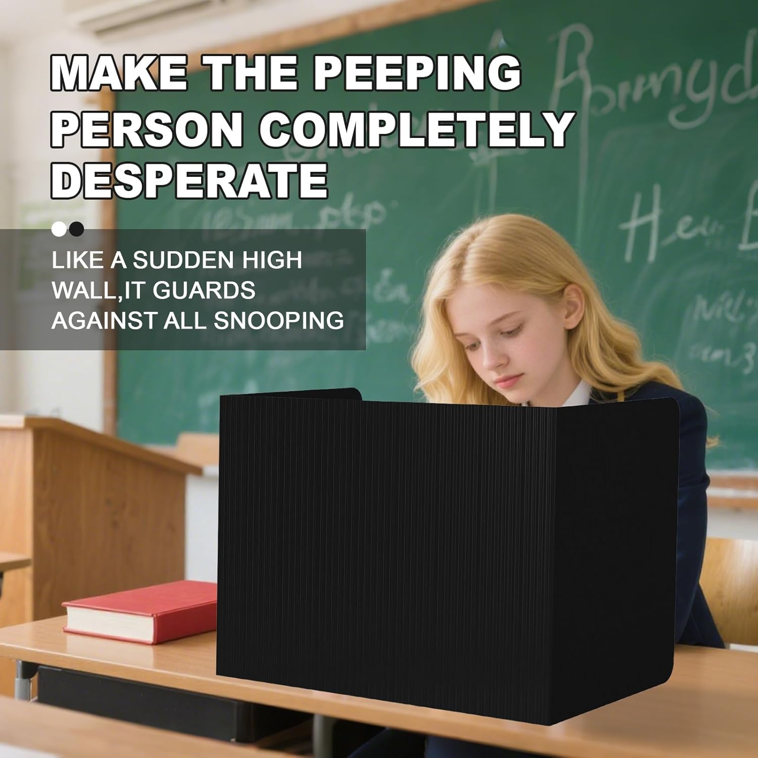 Black 24-Piece Set,Plastic Desk Divider, Student Desk Partition, Water-Resistant and Durable