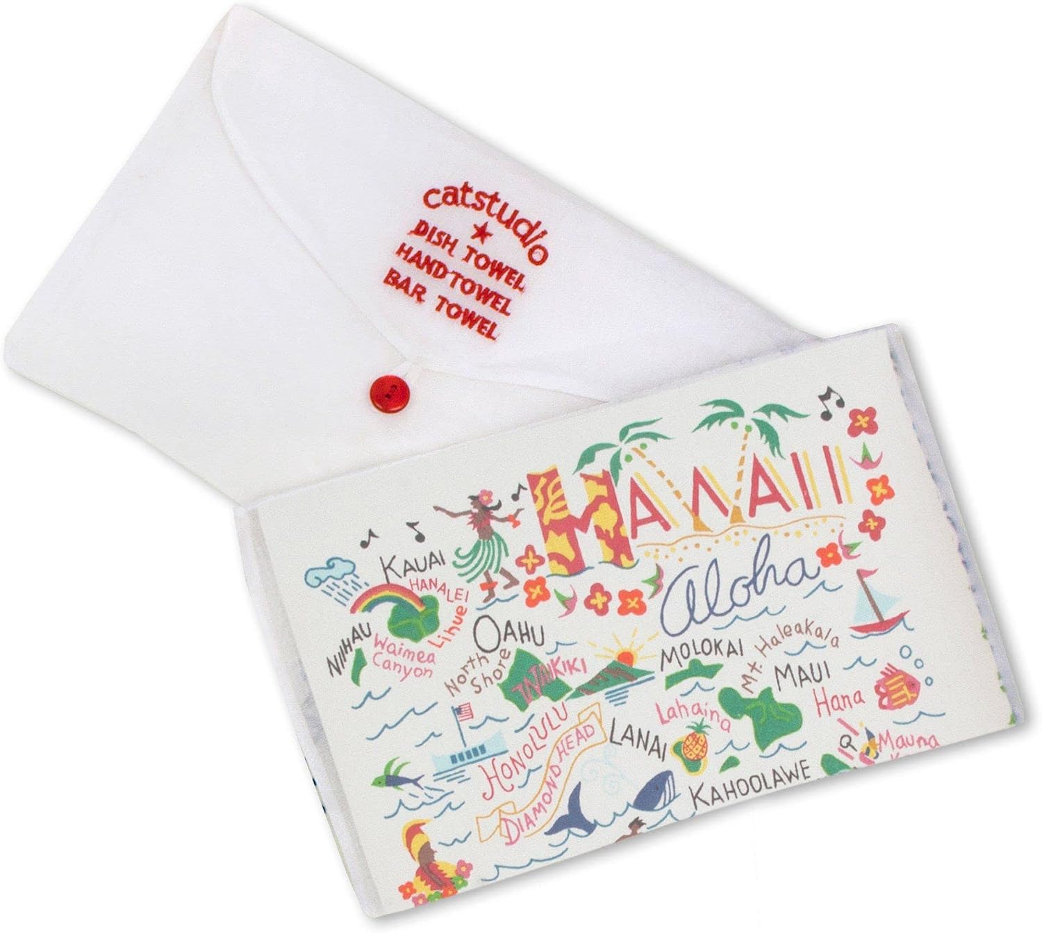 Catstudio Hawaii Dish Towel - U.S. State Souvenir Kitchen and Hand Towel, Perfect Tea Towels for Hawaii Lovers, Travel Souvenir, Housewarming Gifts, Couple Gifts