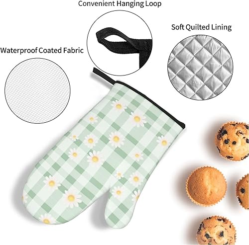 Miniatura 76 de Manoplas de horno y soportes para ollas, arte de mármol blanco y dorado, juego de 4 guantes de cocina resistentes al calor, antideslizantes