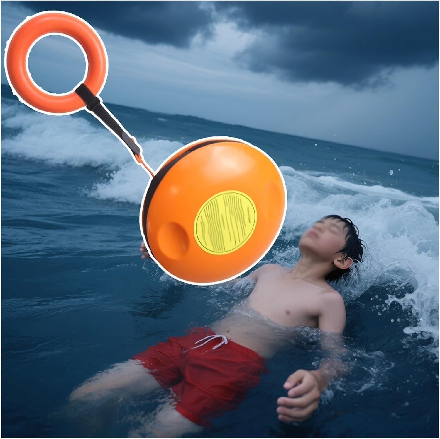 Emergency Rescue Frisbee with Hand Ring, 131FT Polypropylene Rope, 0.15in Diameter, Water Safety Equipment for Adults & Kids, 2-Piece Lifesaving Tool