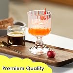 6oz Wine Glasses Goblets Set of 6 Embossed Glass Cups Stemmed Vintage Cocktail Glasses High Clear Drinking Cups Stemware Juice Mailkshake Wine Glass Cup for Luau Party Wedding Birthday Bar