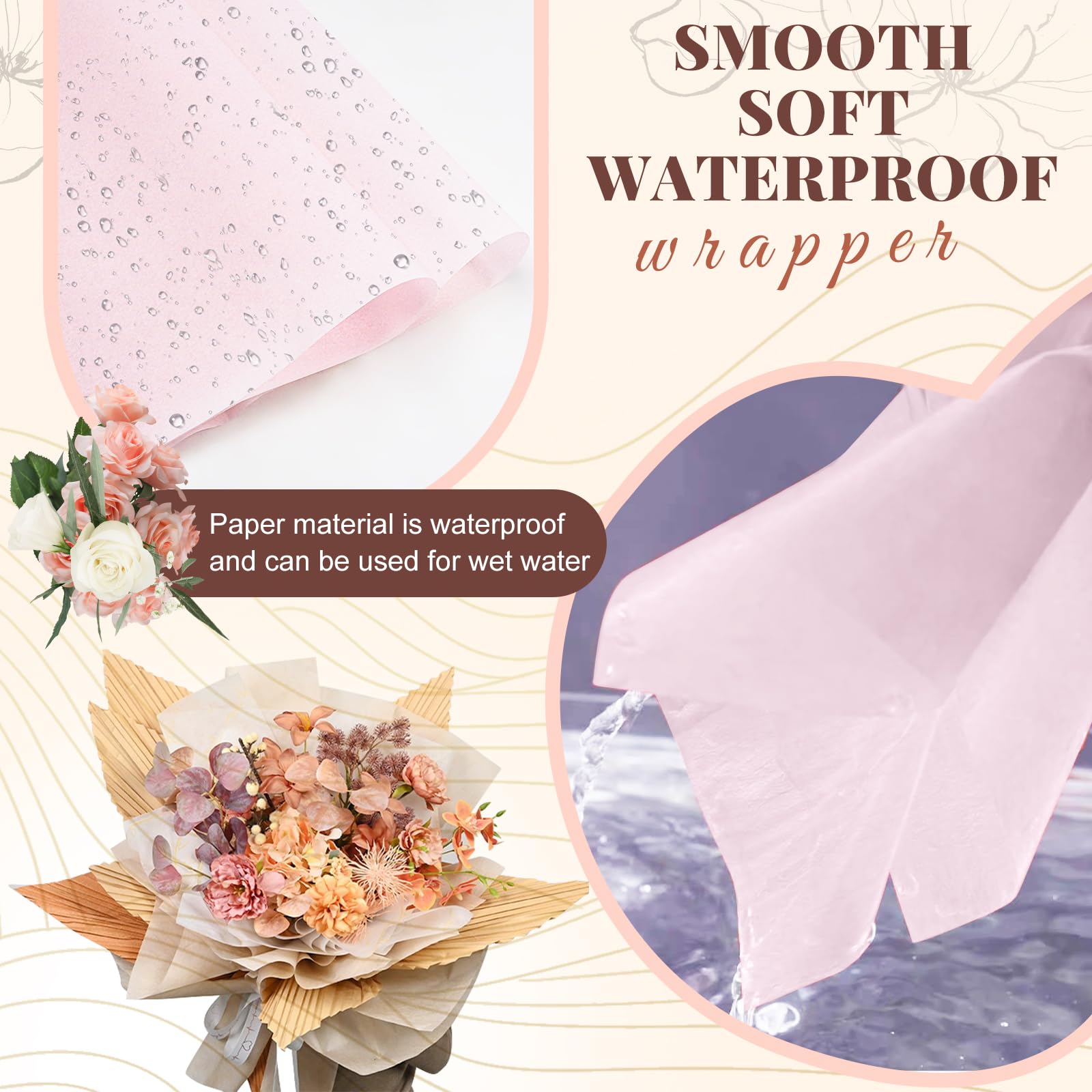 Hojas de Papel de Regalo de Ramo de Flores, Papel para Ramos de Flores 144 Hojas, Ramo Flore Preservadas Decoracion Suave e Impermeable, Ideal para Floristas y Artesanos, 30x30 cm