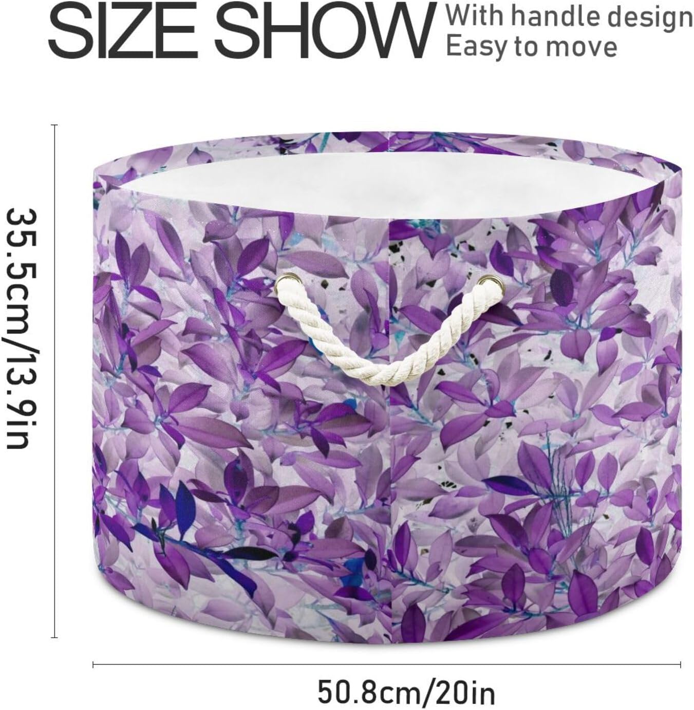 Wood Floor Texture Laundry Hamper - Extra Large Storage Basket, 20" x 14", Blanket & Toy Basket, Decorative Cotton Rope Handle