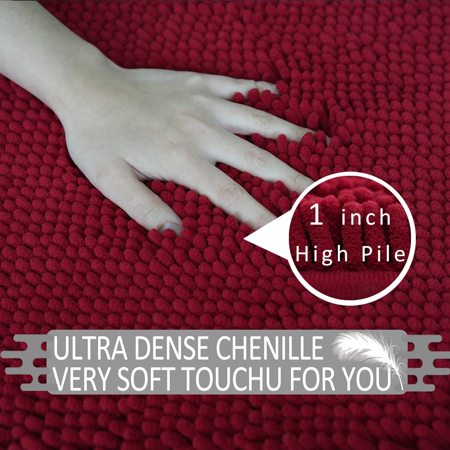 Lot de 3 tapis de salle de bain en chenille, très épais et absorbants, antidérapants, lavables en machine, séchage rapide, doux et confortable, utilisés sous la douche, baignoire et évier,