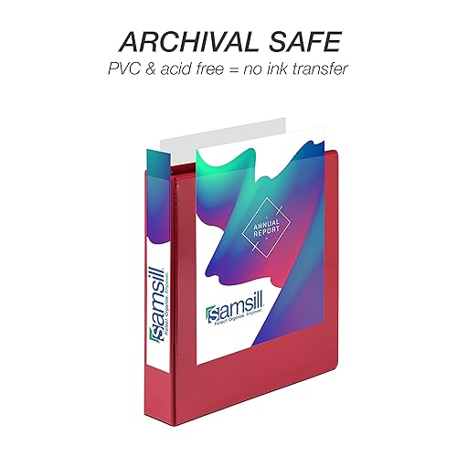 Vista 496 de Samsill Carpeta duradera de 1.5 pulgadas, fabricada en los Estados Unidos, carpeta de anillos en D, carpeta transparente personalizable, color Negro