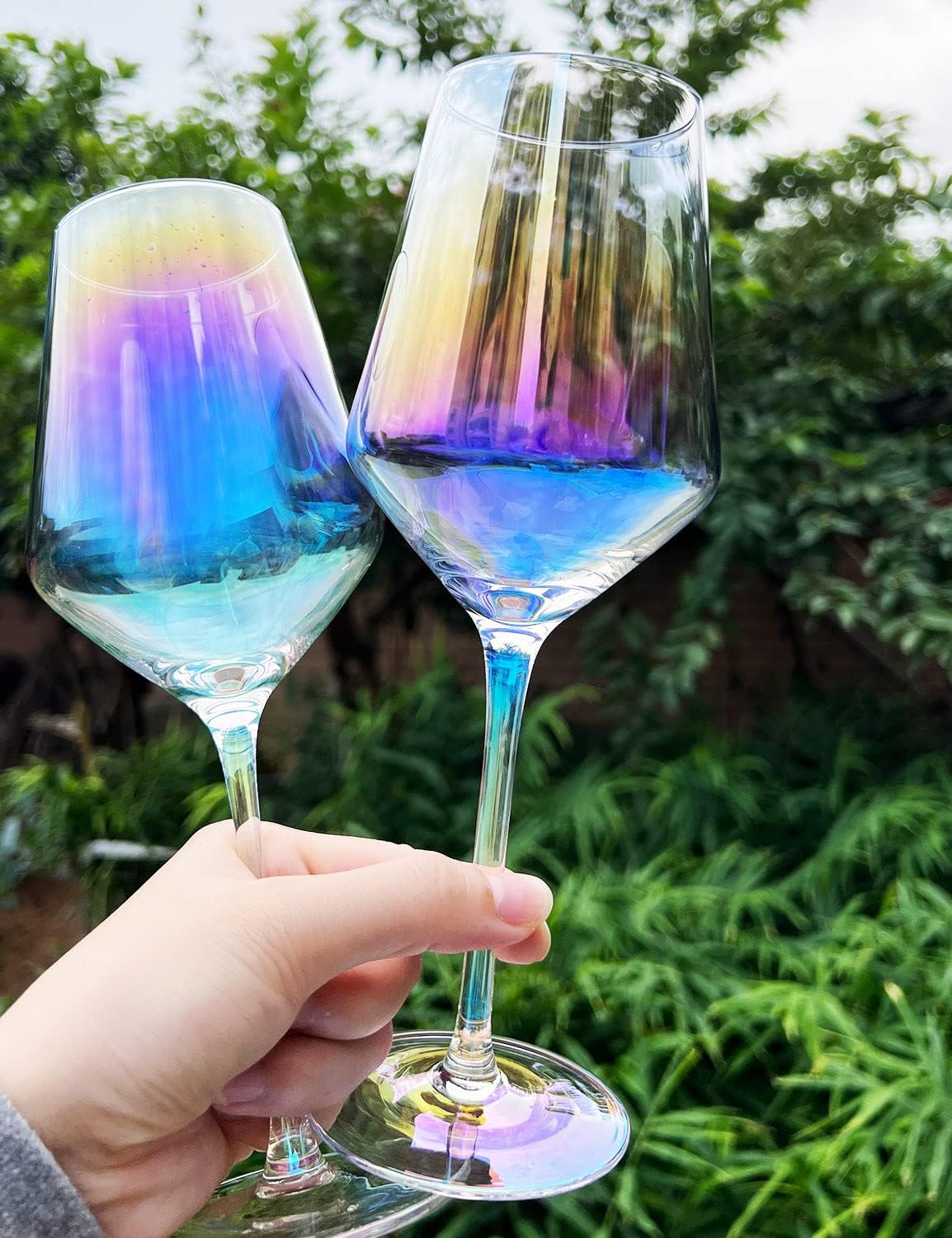 Iridescent Wine Glasses Set of 4-15oz Wine Glass, Hand Blown Crystal Red Wine or White Wine Glass, Gifts for Women, Men, Wedding, Anniversary, Christmas, Birthday, Gift Packaging - Image 3