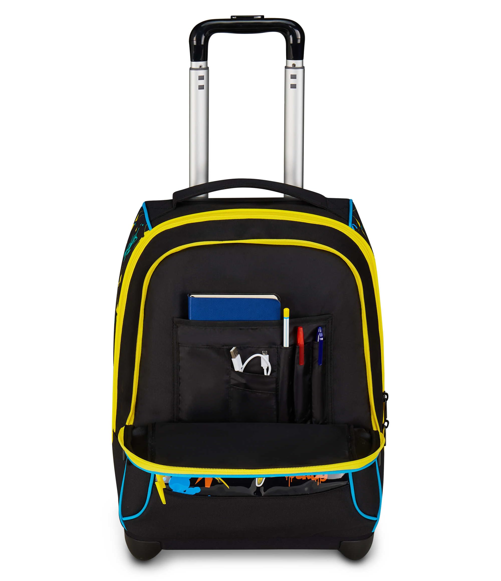 Seven Pokémon Big Trolley École Fixe Noir, 2 en 1, Double Usage, Trolley et Sac à dos, Sac à dos école primaire, enfant, Noir, Taglia unica, Décontracté