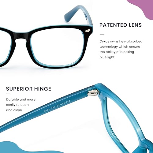 Vista 6 de Cyxus Lentes de luz azul para hombres y mujeres que reducen la fatiga ocular con bloqueo UV para pantalla de computadora 8082