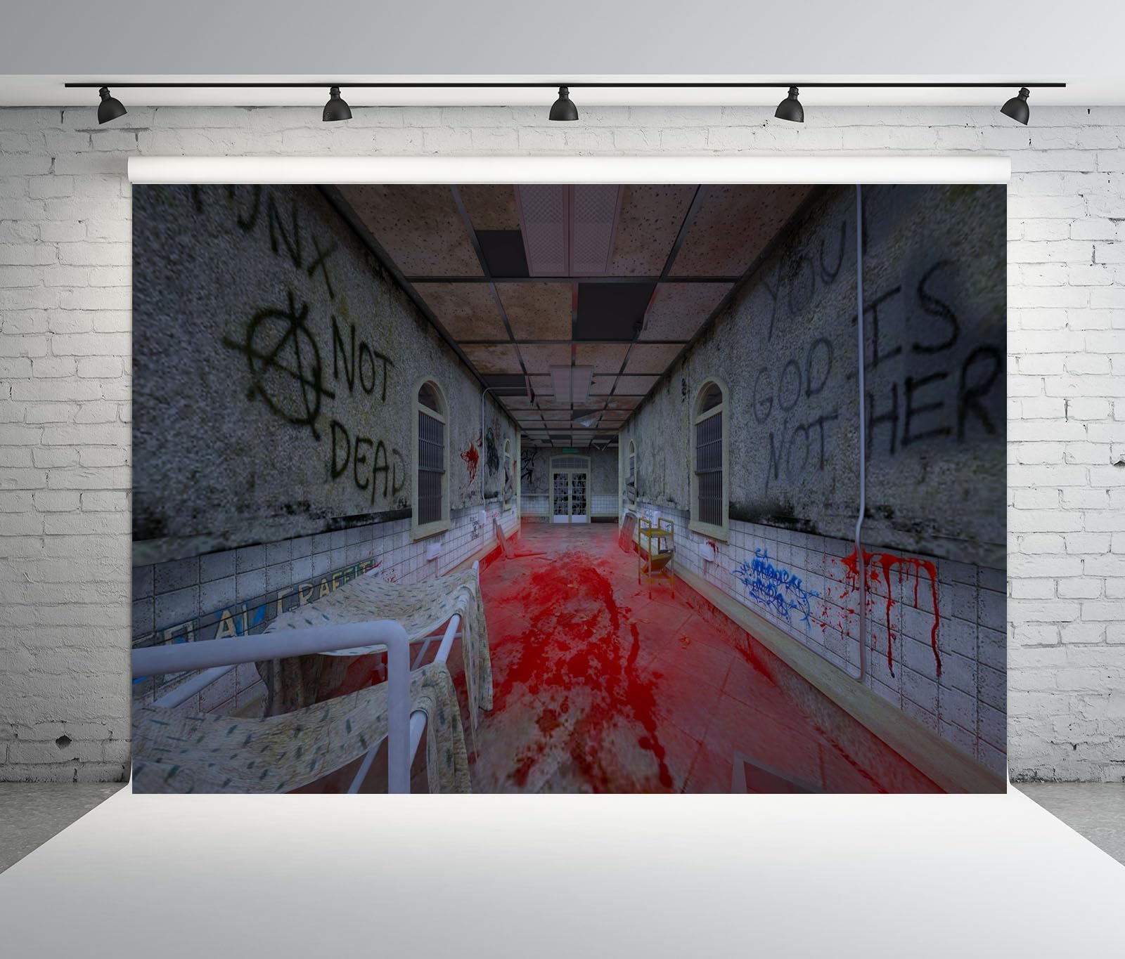 10x6.5FT (3x2m) Corridoio Ospedaliero Rosso Sfondo Fotografico