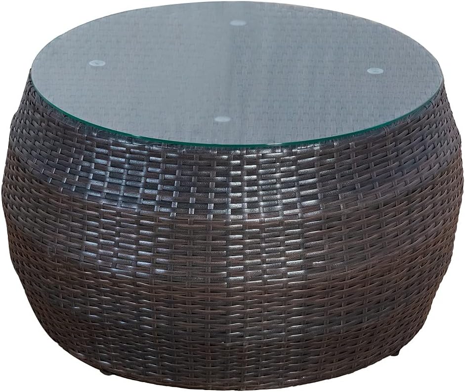 Actual Outdoor Patio Sofa Furniture Sets, 4-Piece Half-Moon Sectional Furniture,Wicker Sofa Set with Two Pillows, Round Coffee Table and Side Table (Beige), 70.9In x 27.6In x 30In