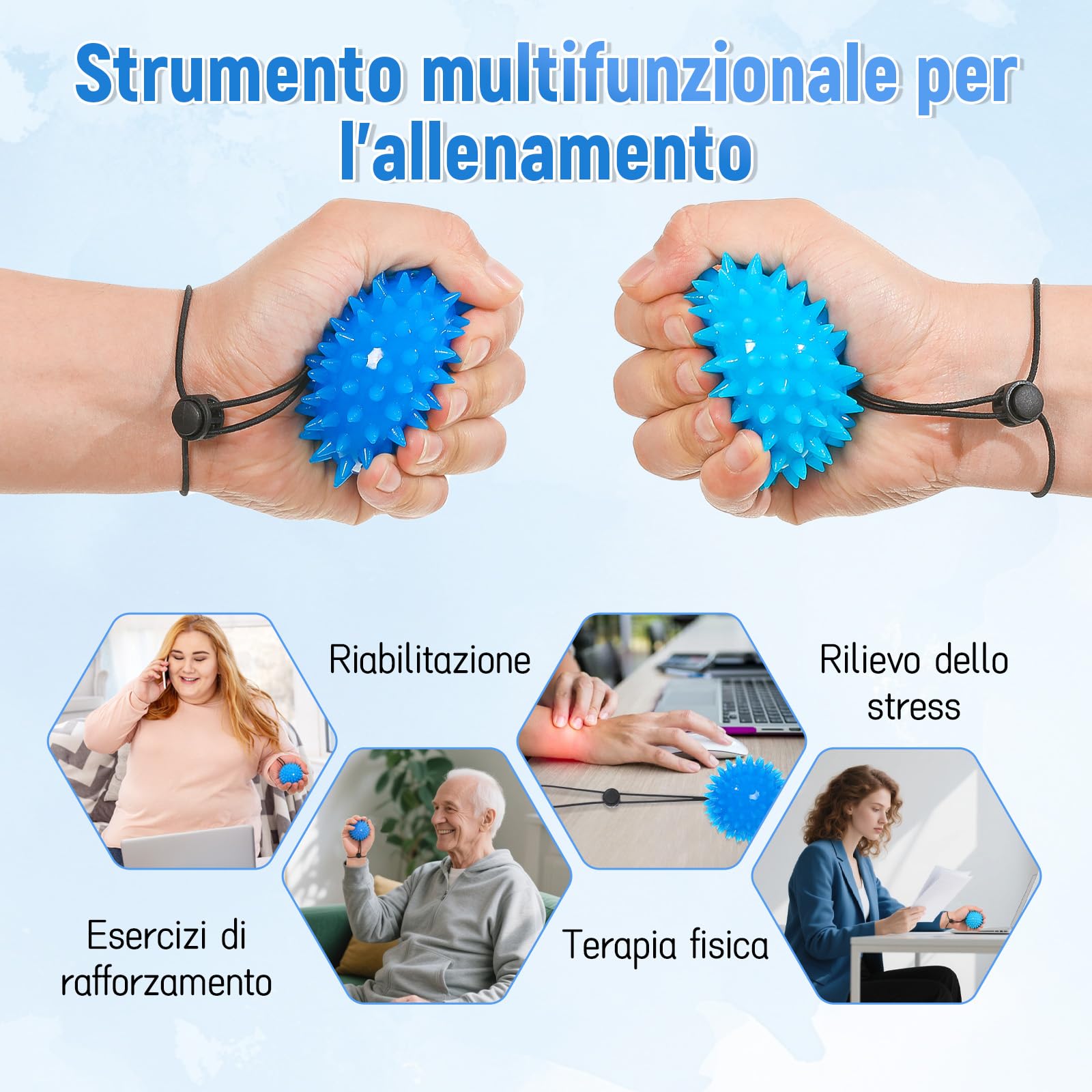 2PCS Pallina Antistress Mano Terapia - due gradi per Mano Massaggio, Riabilitazione Mano