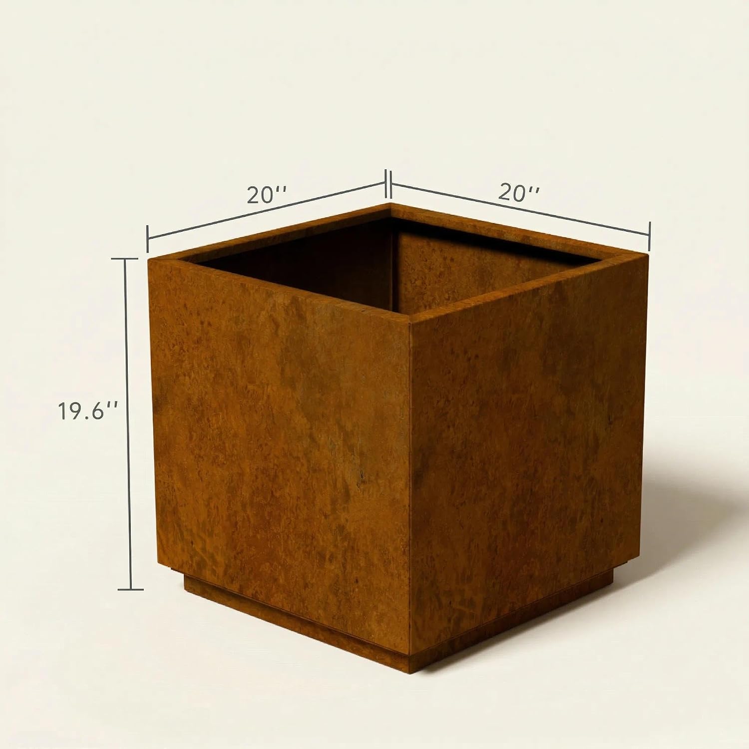 Decoroca Corten Steel Planters Outdoor - Large Rectangular Planter Box - Rust-Resistant Decor for Patio & Garden - US-Design Naturally Rusting (21" H x 20" W x 20" L)