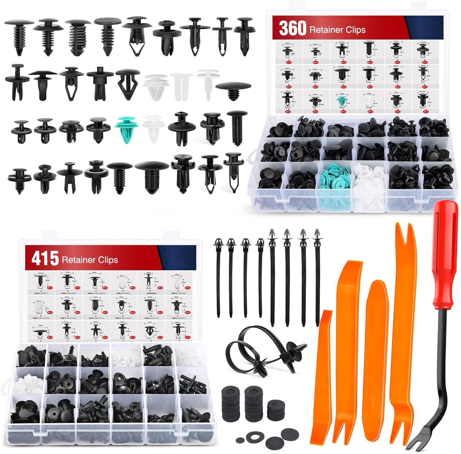 Nilight 820Pcs Car Push Retainer Clips & Auto Fasteners Assortment -36 Most Popular Nylon Bumper Fender Rivets and Remover for Ford GM Toyota Honda Chrysler BMW Benz Nissan Subaru Audi Mazda
