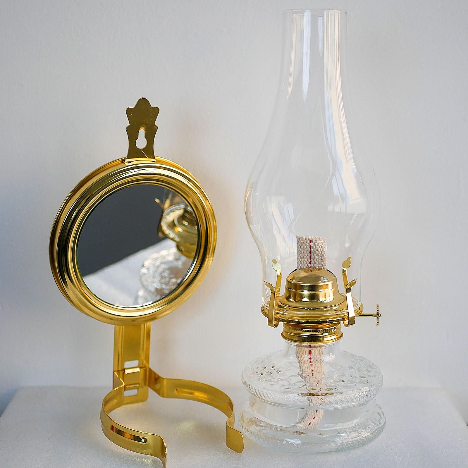 GXFCCYXT 2 Pcs Large Vintage Glass Clear Kerosene Lantern Wall Mounted Rustic Oil Lamp with 39 Inch Oil Wick for Indoor Use Home Decor Lighting - Gold