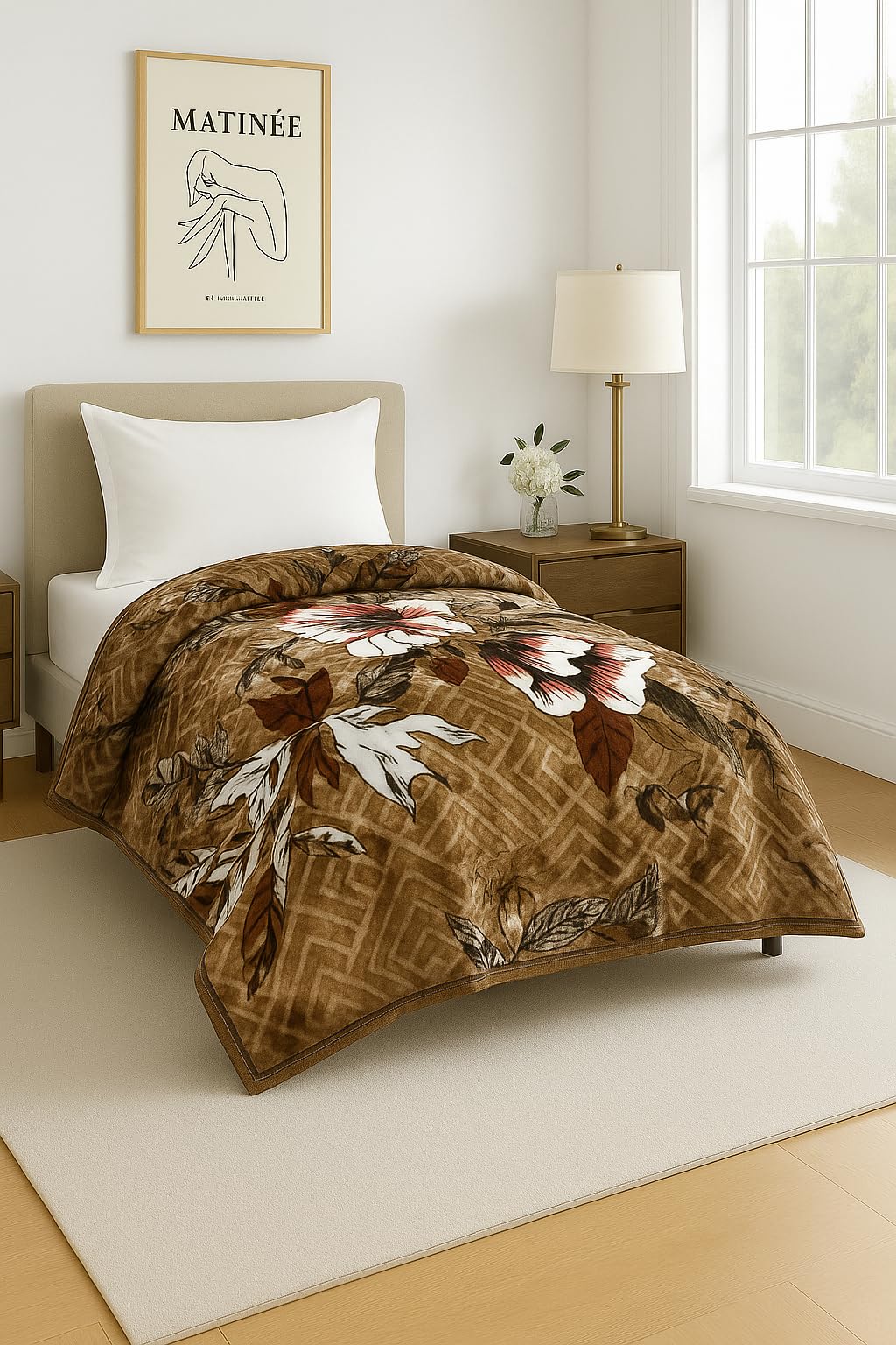 Nivasam Premium Single Bed Mink Blanket | 1.6 kg | Ultra-Soft | Plush & Warm | Modern Designer Winter Blanket for All Seasons (Desert Bloom)-image-26