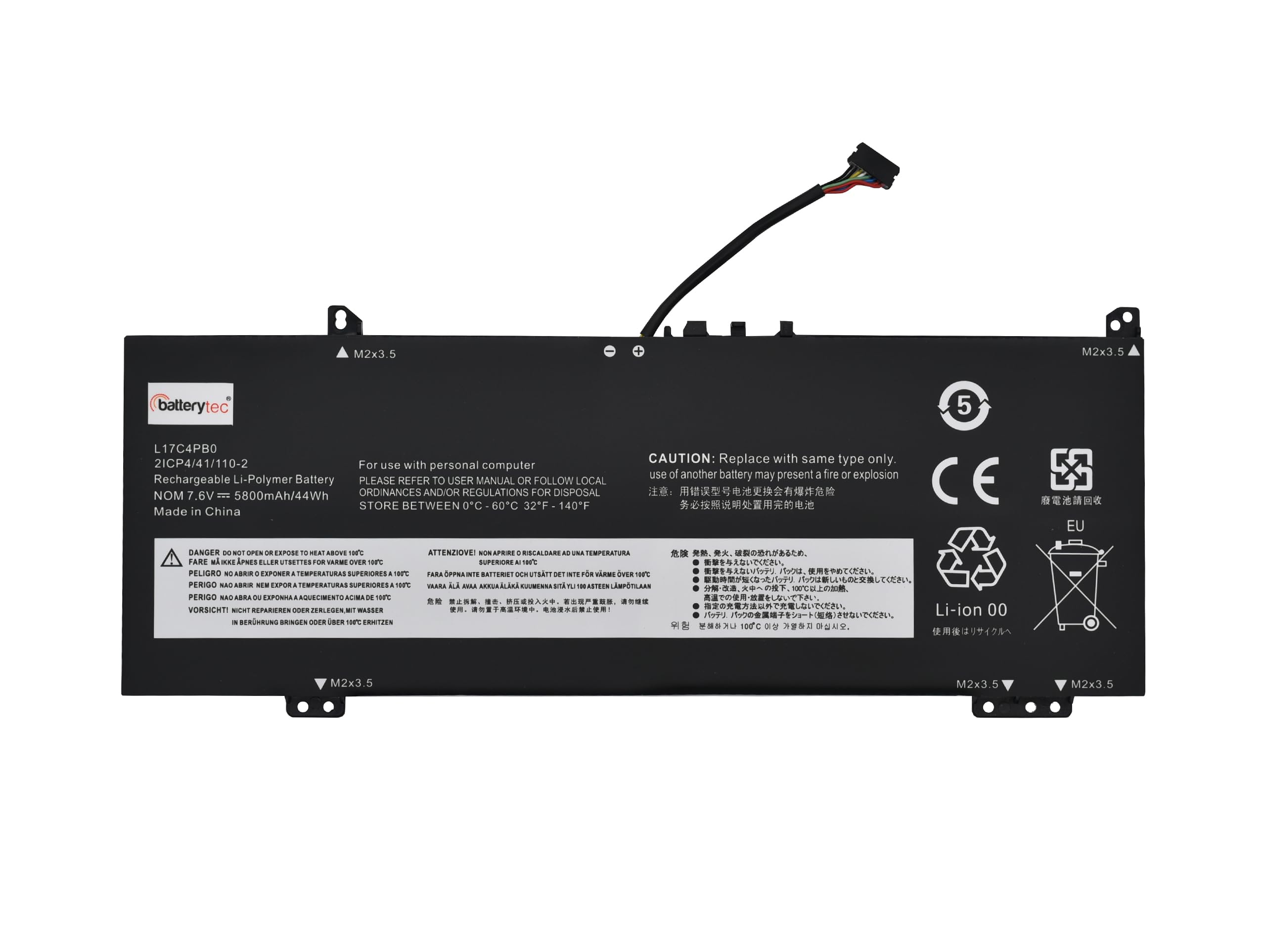 Batterytec Batteria Per Lenovo L17C4PB0 L17M4PB0 L17C4PB2 – 7,6V 5800mAh, Per Flex 6-14, IdeaPad 530S E Yoga 530