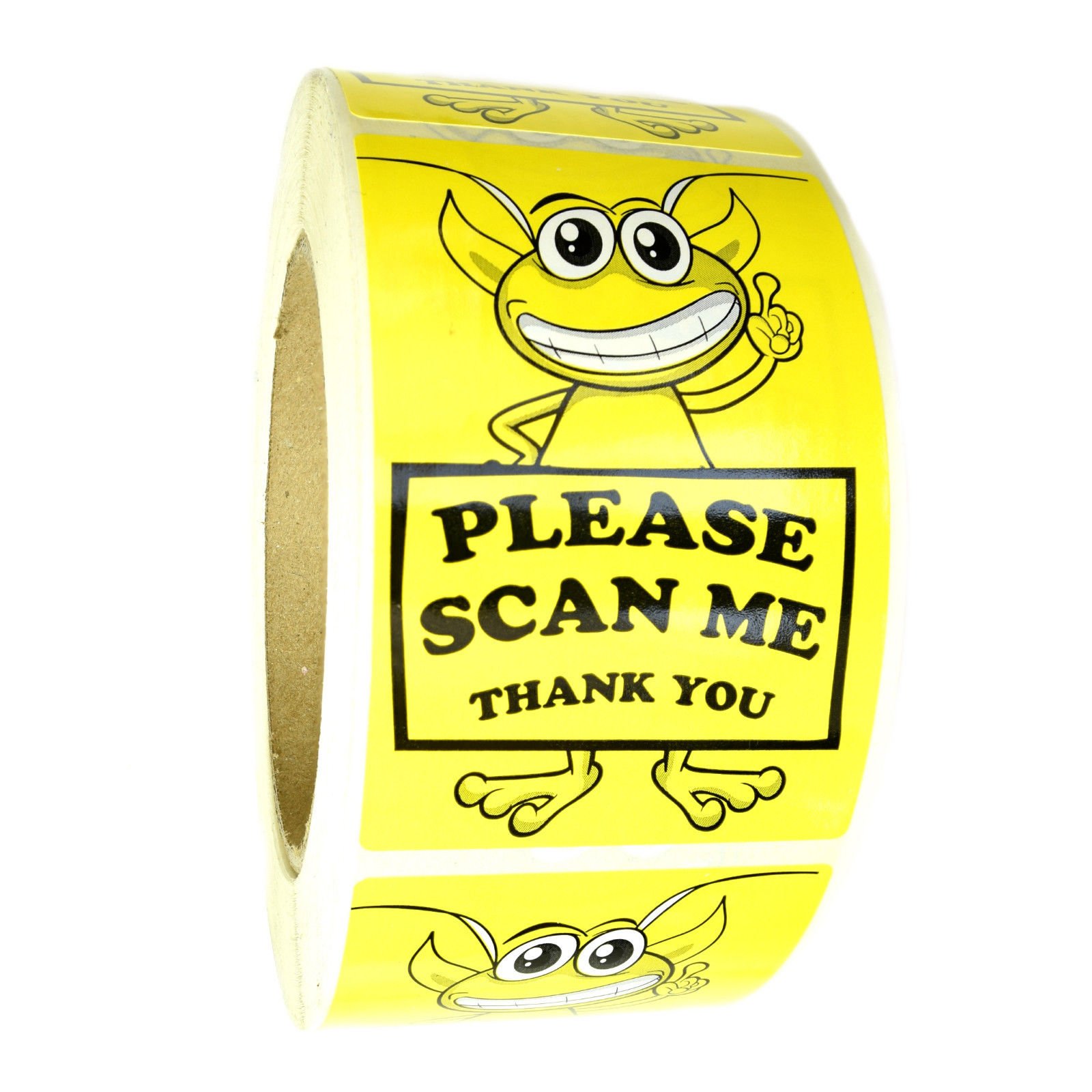 Yellow Alien "Please Scan Me Thank You" Labels Stickers 3" by 2" - 500 ct