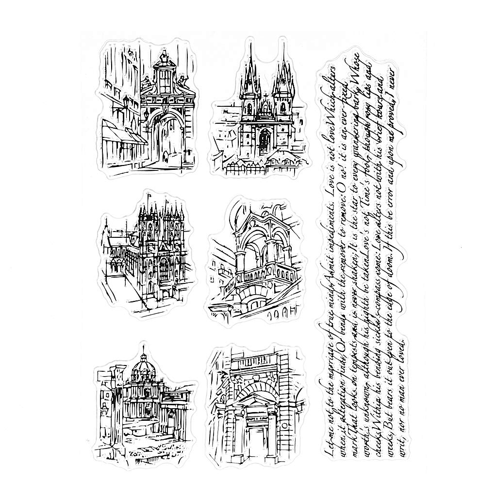 Buildings Transparent Silicone Stamp for Creative Journey Pattern Rubber Stamp Journey Diary Birthday Card Making to Clear Stamps for Card Making Art Deco