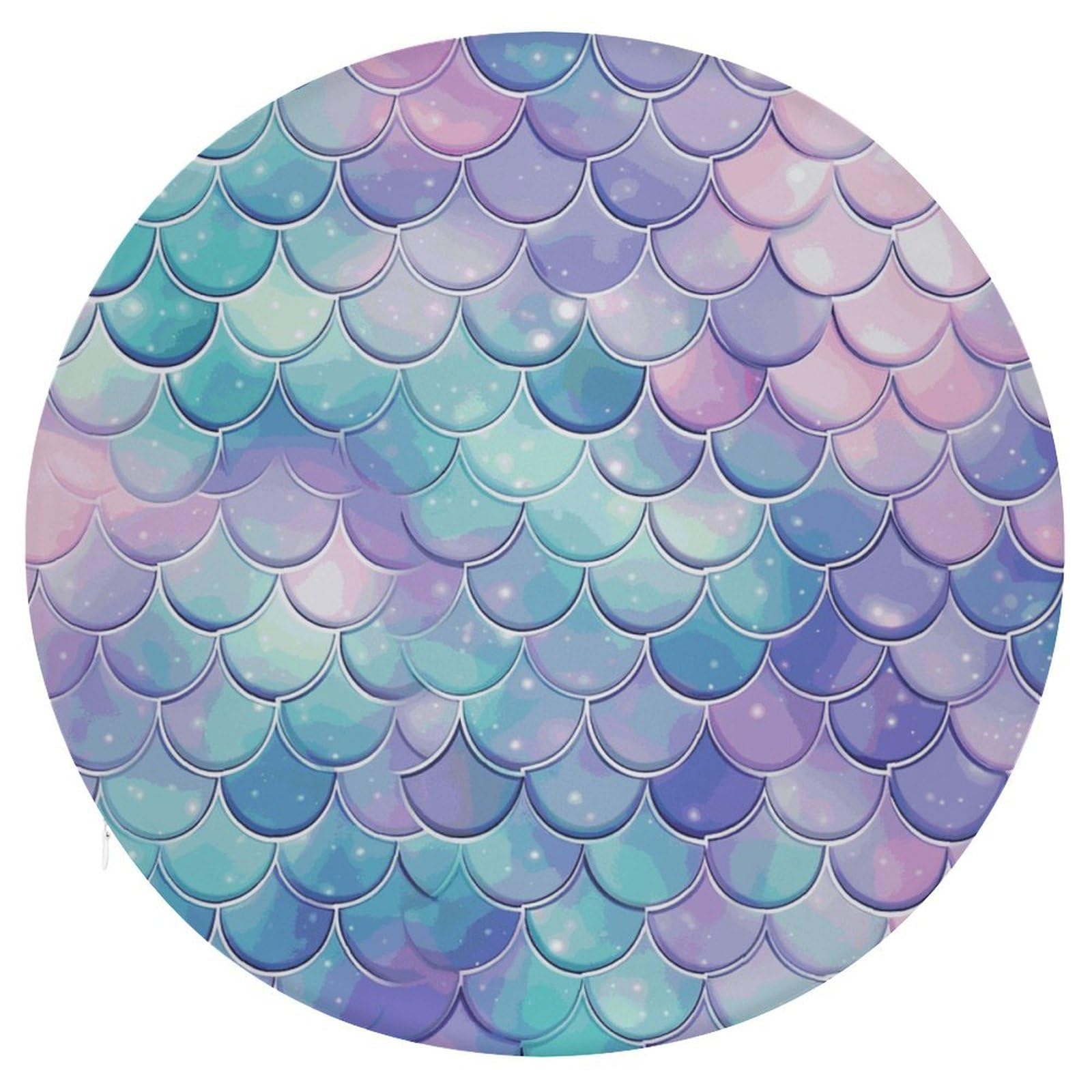 Wsoihfec Style Mermaid Scales Seat Cushion Round Chair Pad