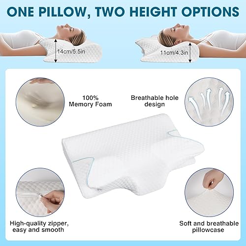 Miniatura 2 de Almohada cervical de espuma viscoelástica, almohada ergonómica para el cuello para aliviar el dolor de cuello y hombros, almohada de apoyo