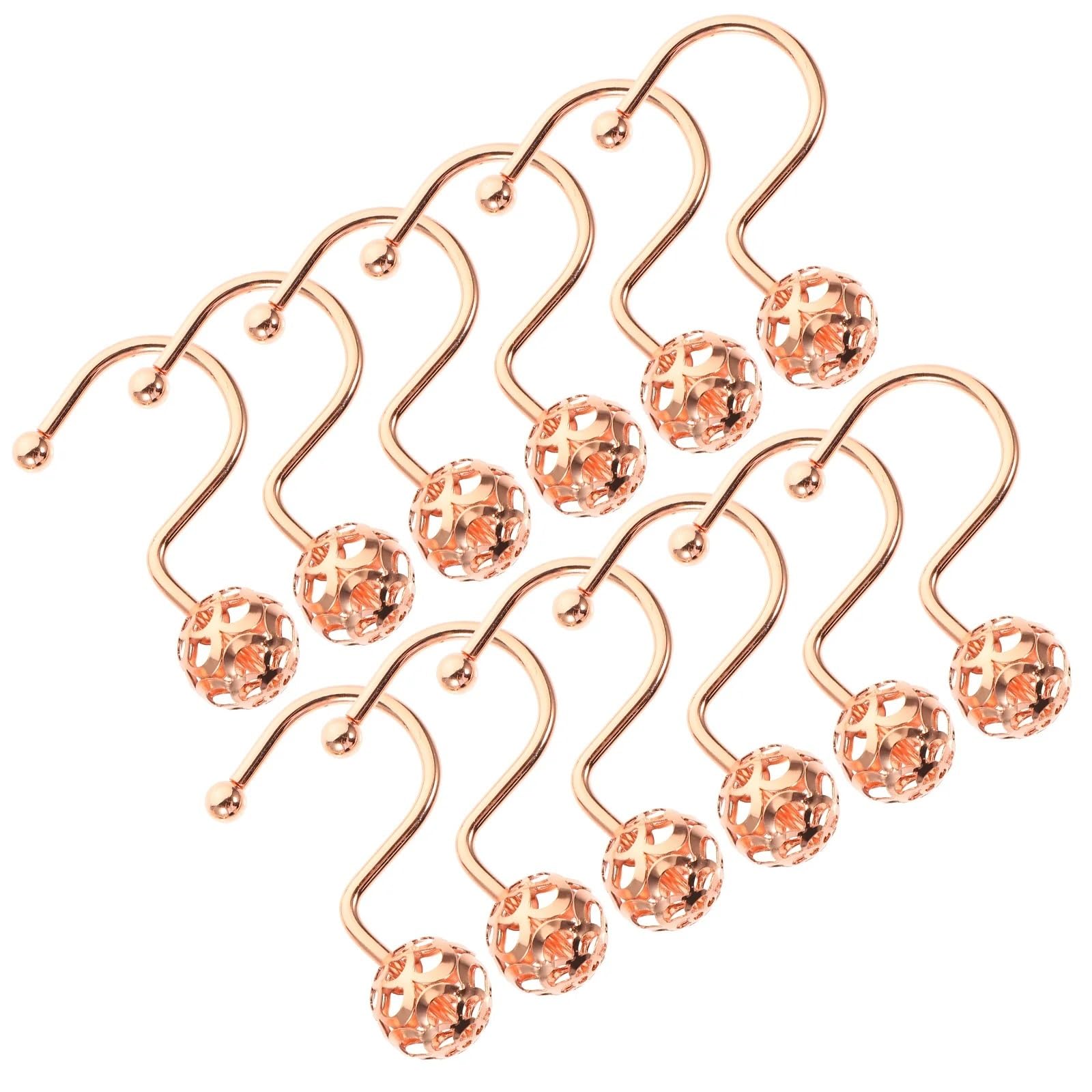 Shower Curtain Hooks 12pcs Bath Curtain Hooks Metal Shower Ring Hangers Rustproof Easy Slide Half Round For Bathroom Home