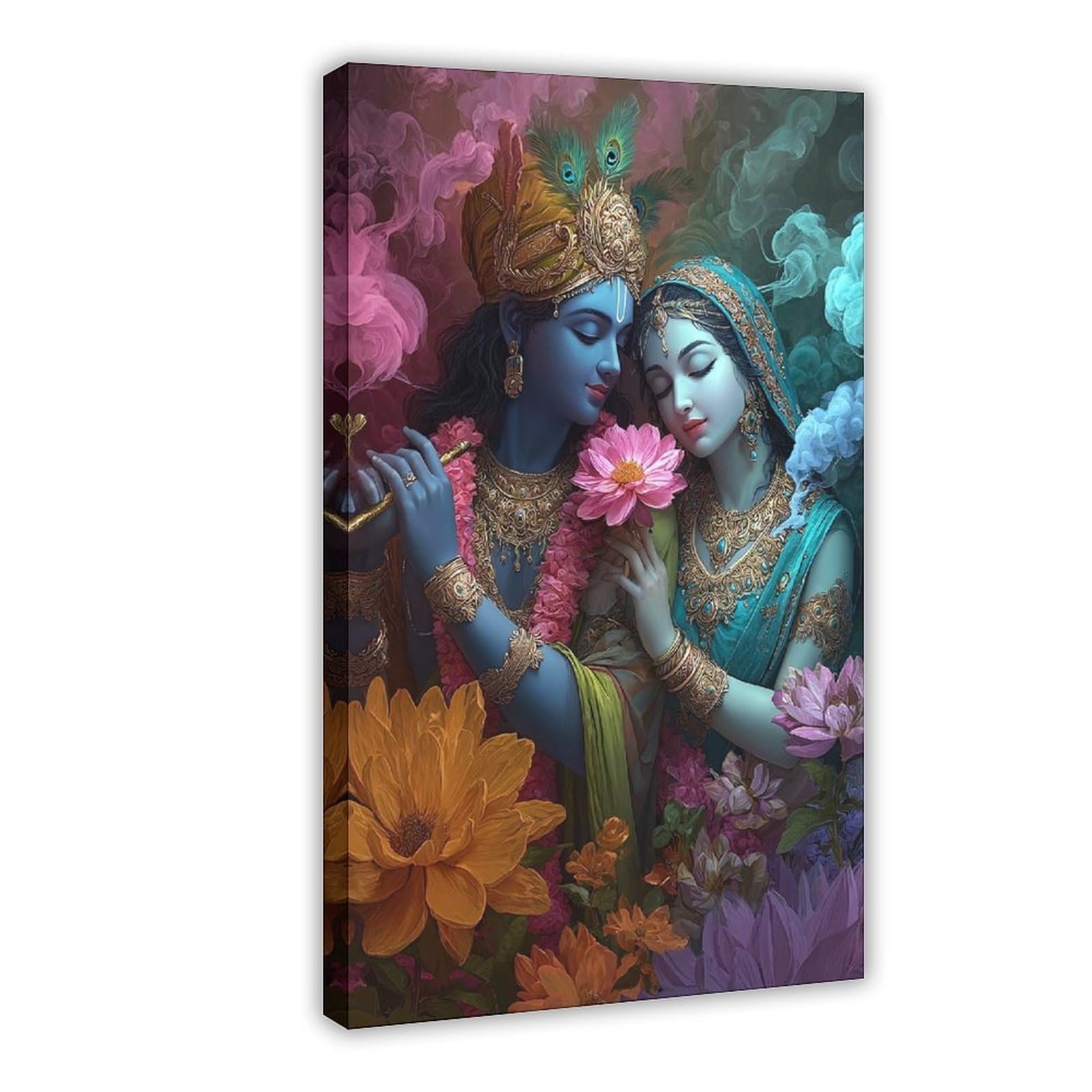 1pc Radha & Krishna Divine Love Framed Canvas Wall Art_1 (1)