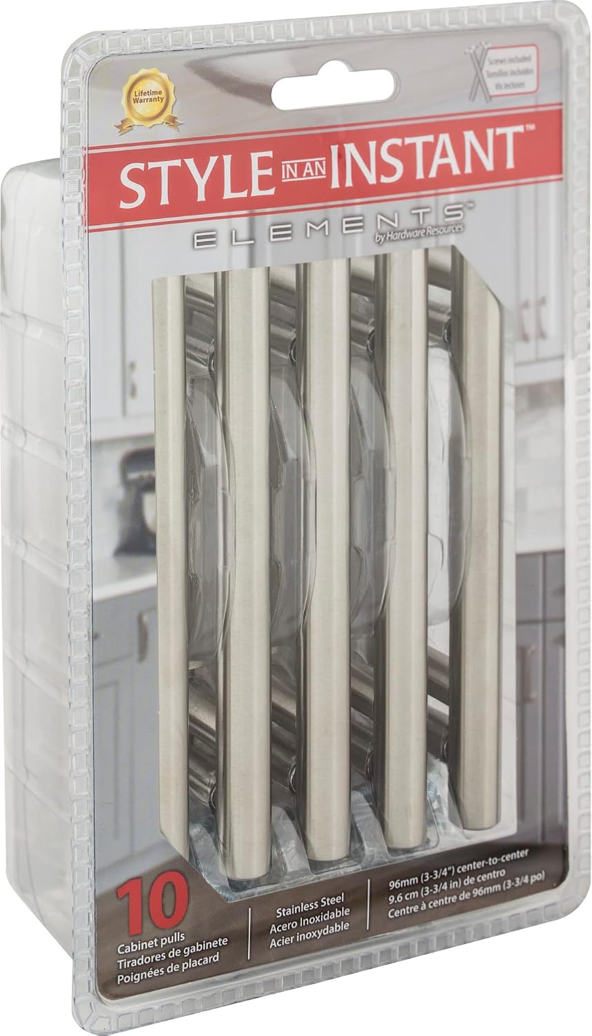 Elements 154SS-R Naples Collection Pull, Stainless Steel 10-Pack