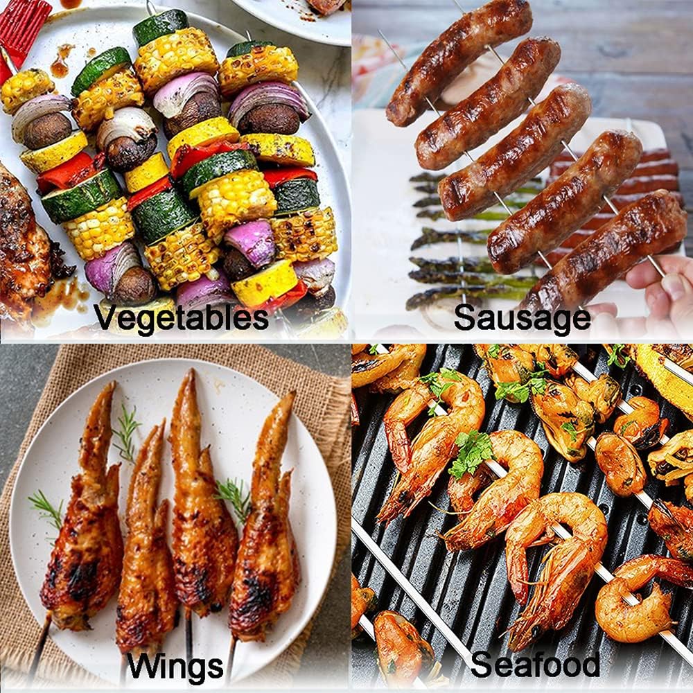 BetterJonny 40cm Brochettes de Barbecue en Acier Inoxydable, Lot de 24 Pièces avec Organisateur