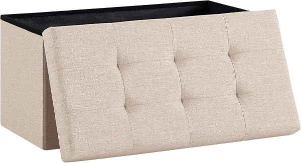 Madera Nieve Banco con Almacenamiento, Banco Acolchado, Taburete, baúl con Capacidad de Carga de hasta 300 kg (Beige, 76x38) - 1