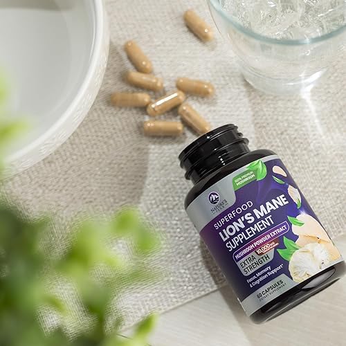 Miniatura 9 de Cápsulas de hongos de melena de león de 10,000 mg - Cápsulas de suplemento de melena de león para apoyo de memoria y enfoque, cerebro, apoyo a la