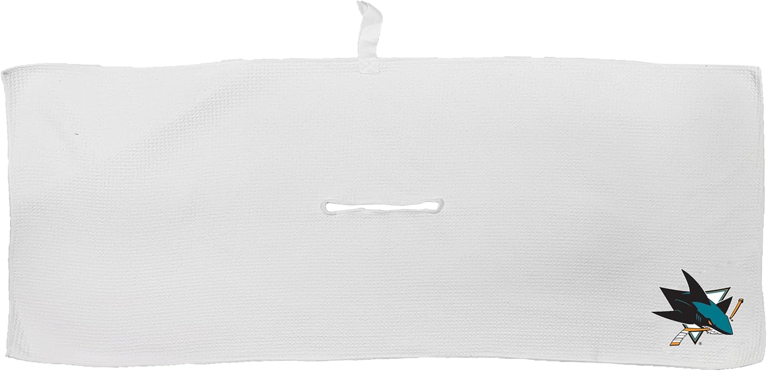 TG Team Golf NHL Team Golf NHL Microfiber Towel - 16" X 40" (White) with Carabiner Clip, Premium Microfiber with Deep Waffle Pockets- Superior Water Absorption and Quick Dry Golf Cleaning Towel