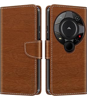 Shantime Funda Cartera de Cuero Compatible con AGM G2 Pro, Tapa de Color con Ranuras, Cierre Magnético Protección Completa(Marrón)