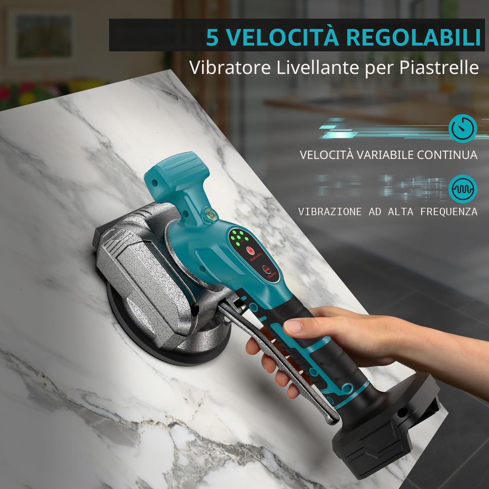 Strumento vibrante per piastrelle compatibile con batteria Makita da 21 V, senza fili, con display digitale a 8 velocità, per pavimenti, piastrelle, pareti, pavimenti e piastrelle (senza batteria)